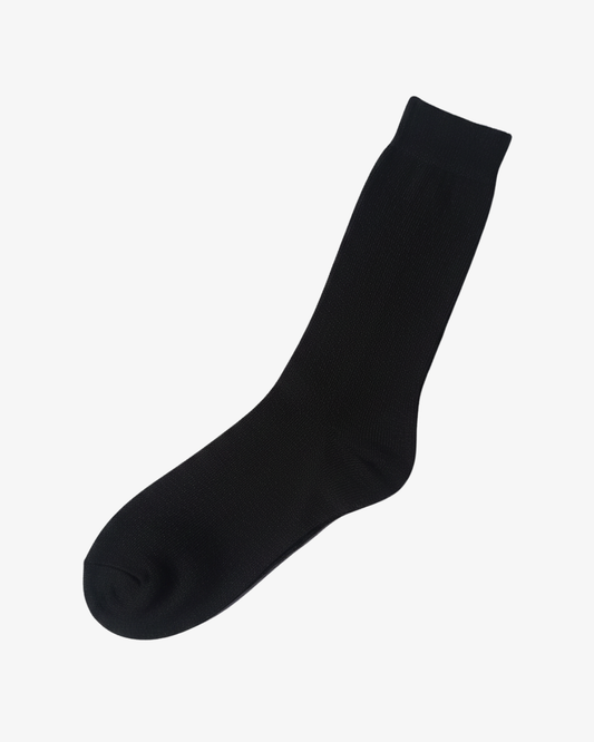 Classic Black Dress Socks - Ribbed Knitted Crew Socks