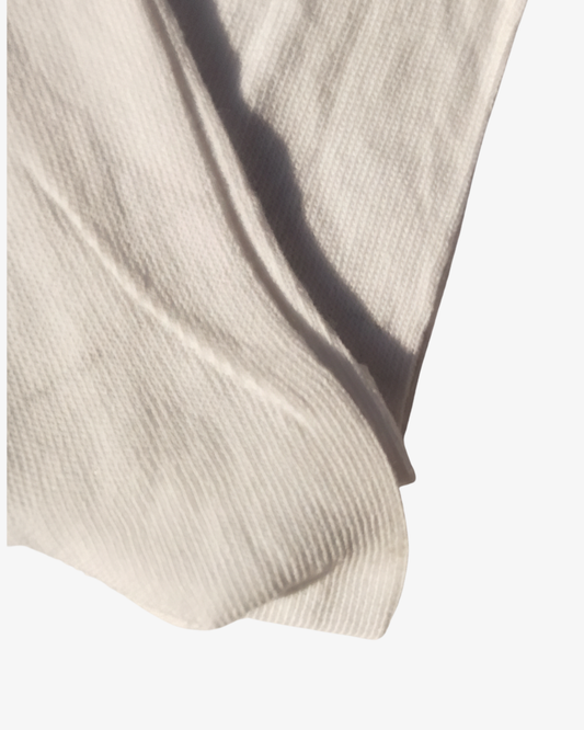 Classic Solid White Dress Socks - Ribbed Knitted Crew Socks