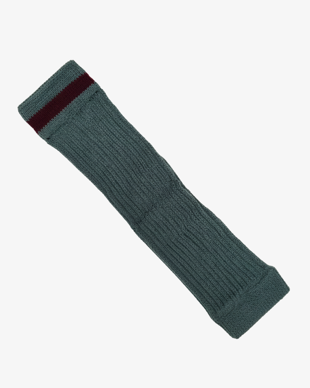 Pair of Grey Knit Leg Warmers with Maroon Stripe Accent