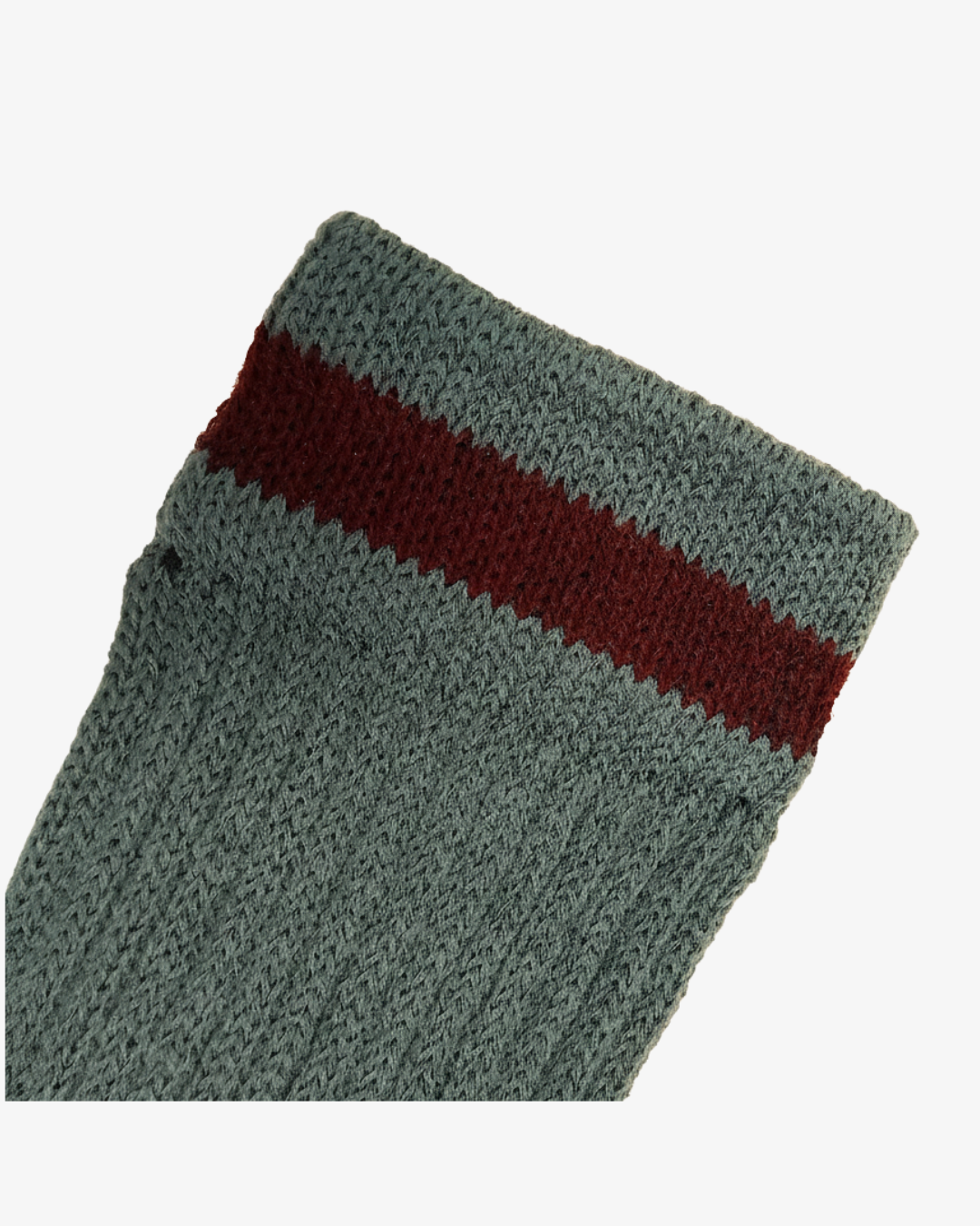 Pair of Grey Knit Leg Warmers with Maroon Stripe Accent