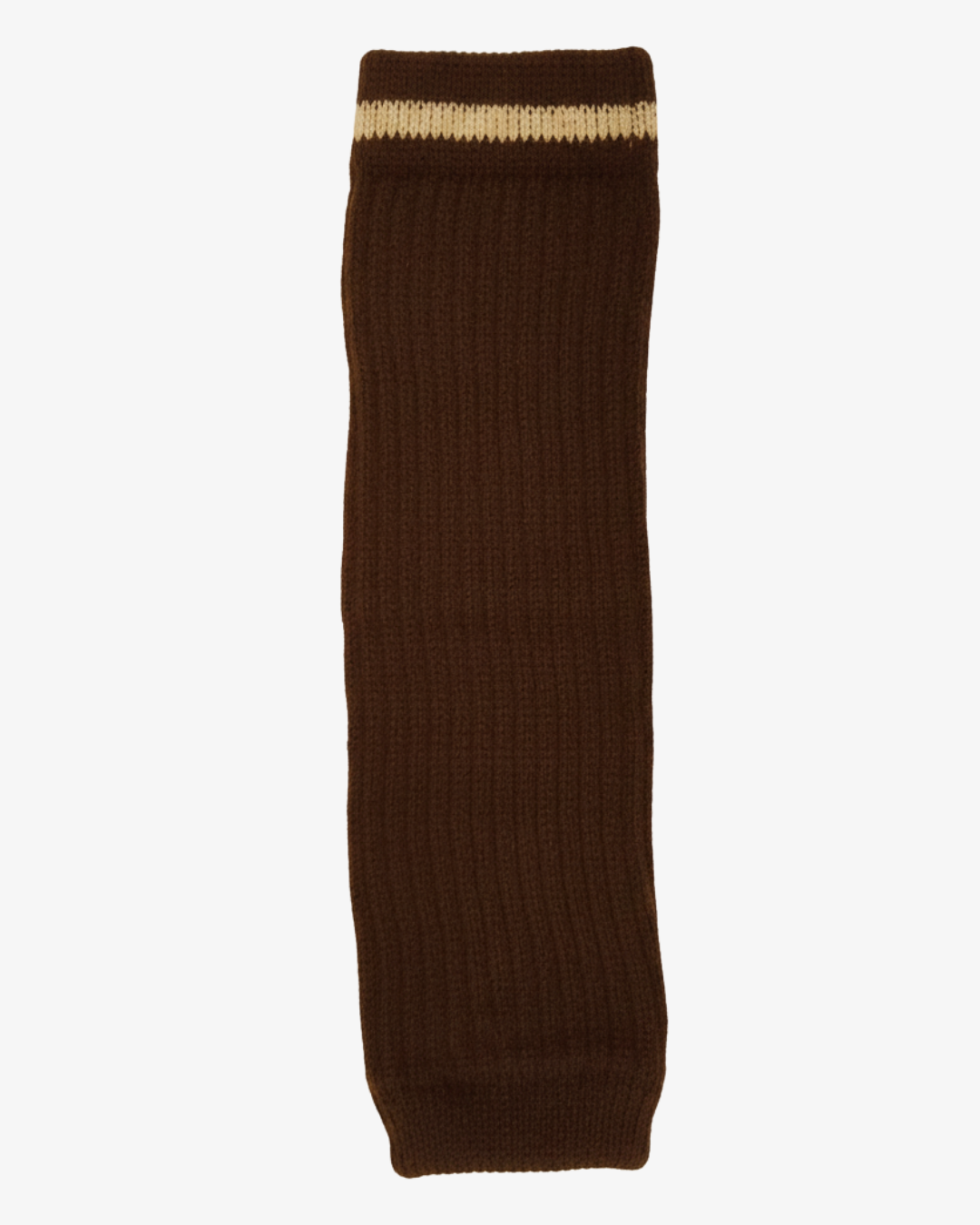 Pair of Brown Knit Leg Warmers with Skin Stripe Accent