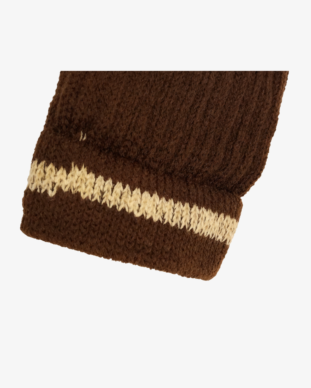 Pair of Brown Knit Leg Warmers with Skin Stripe Accent