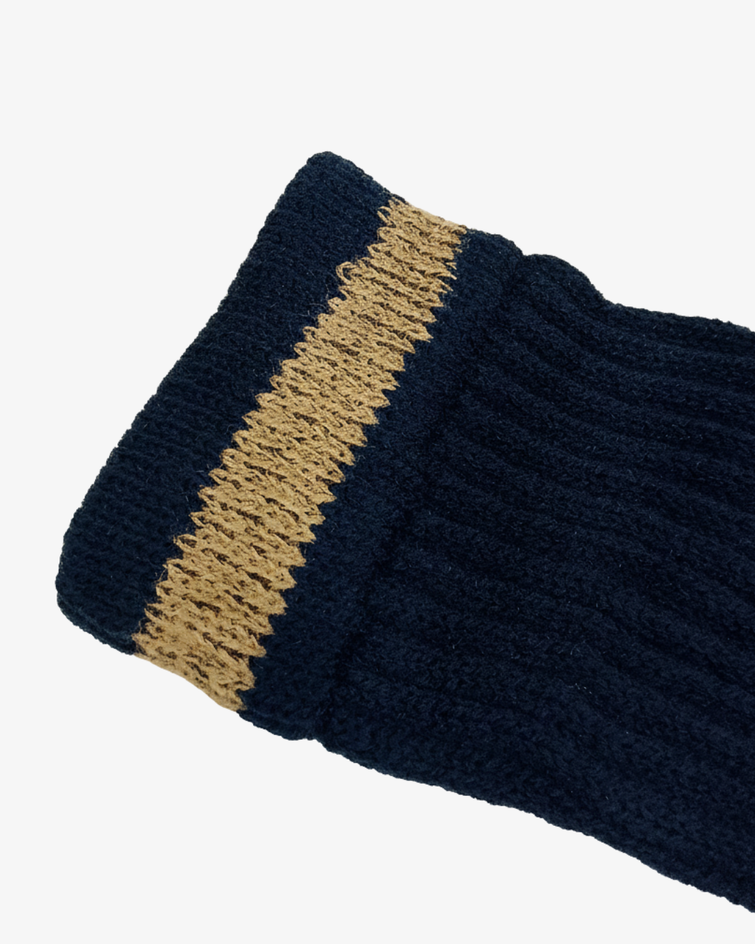Pair of Blue Knitted Leg Warmers with Skin Stripe Accent