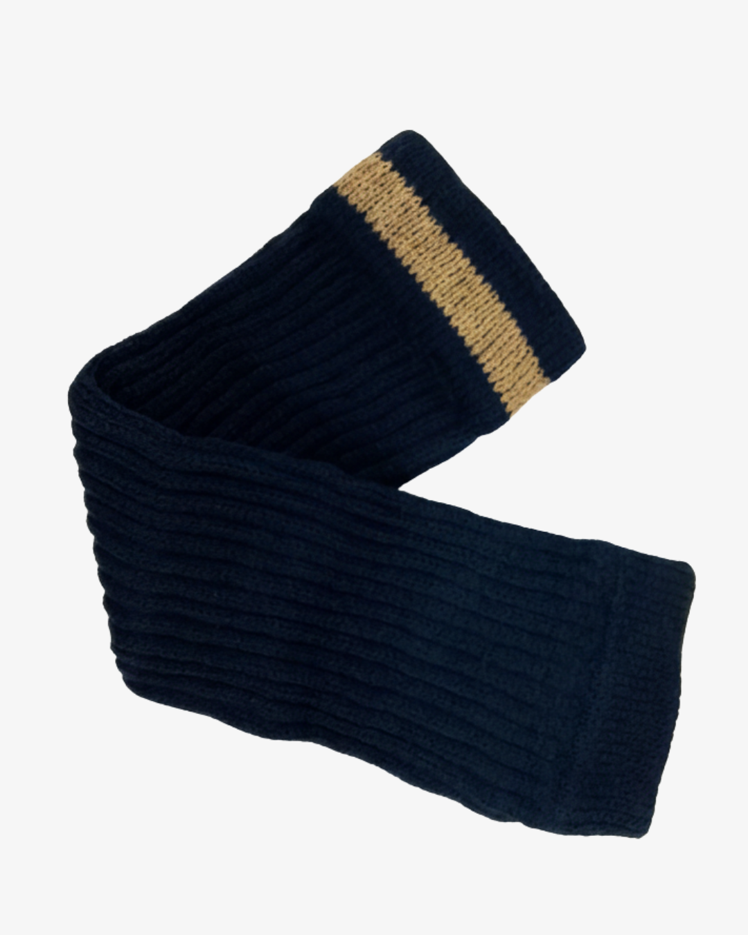 Pair of Blue Knitted Leg Warmers with Skin Stripe Accent