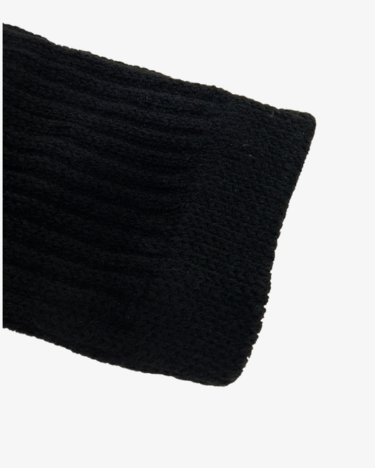 Pair of Black Knitted Leg Warmers with Gold Stripe Accent