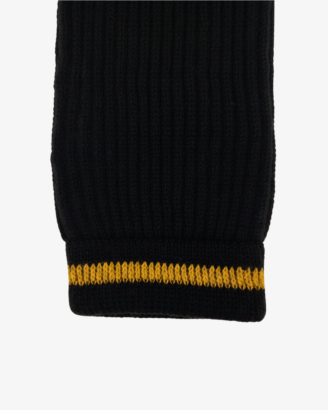 Pair of Black Knitted Leg Warmers with Gold Stripe Accent