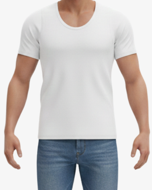 Pack of 3 Premium 100% Pima Combed Cotton T-Shirt - Pure White | Men's Half Sleeves Vest