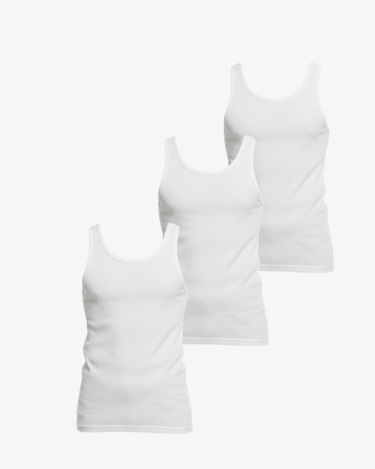 Pack of 3 Premium 100% Pima Combed Cotton Vest - Pure White | Men's Classic Vest