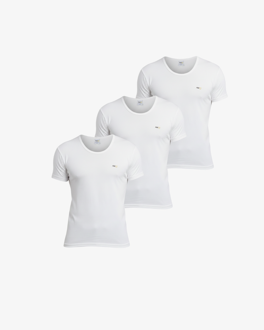 Pack of 3 Premium Pima Combed Cotton Half Sleeve Vest - Pure White