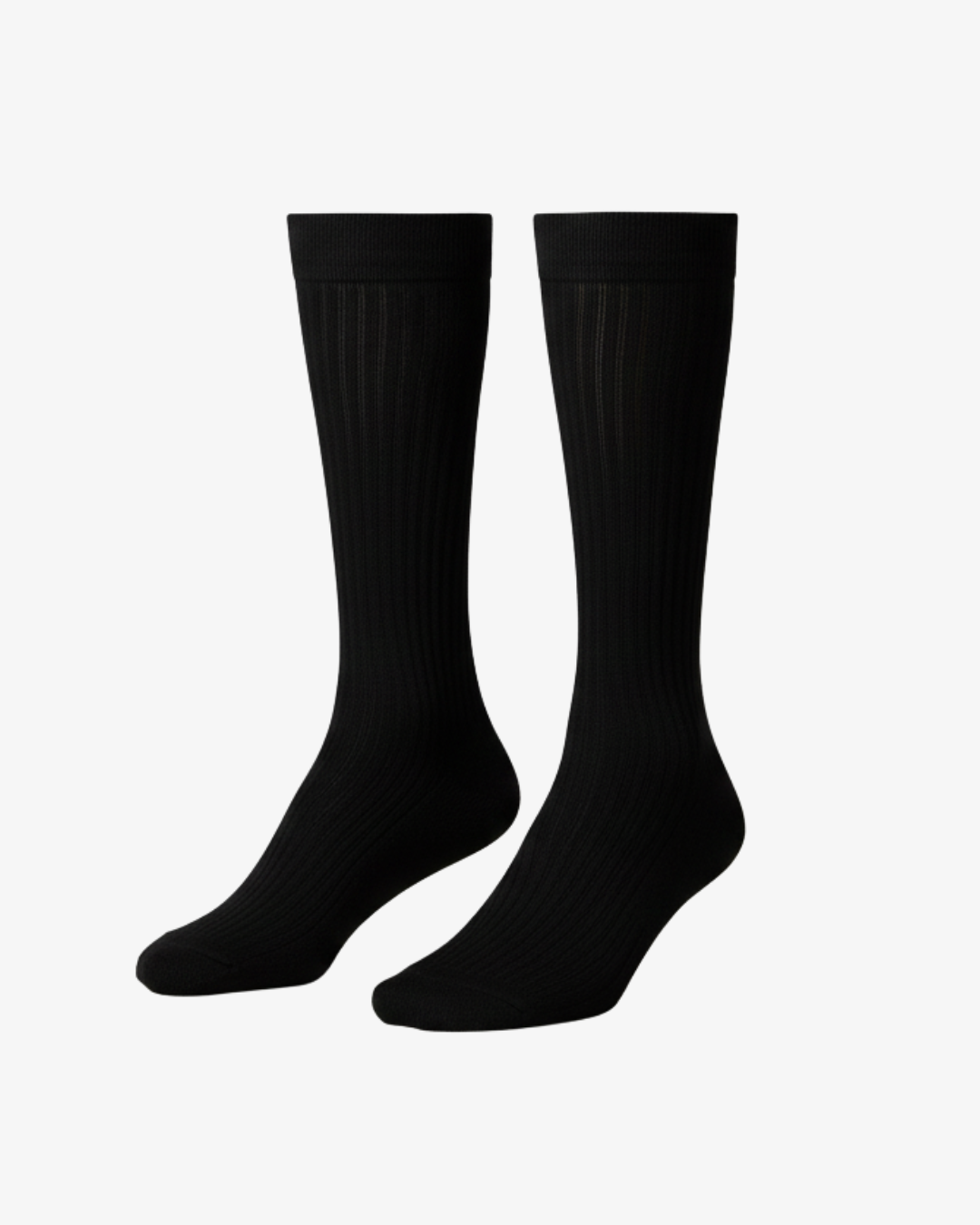 Classic Black Dress Socks - Ribbed Knitted Crew Socks