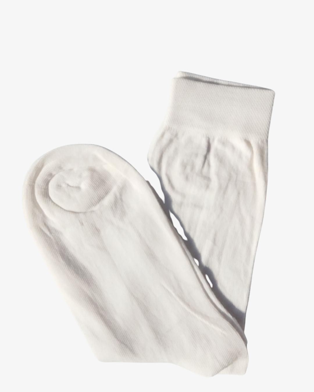 Classic Solid White Dress Socks - Ribbed Knitted Crew Socks