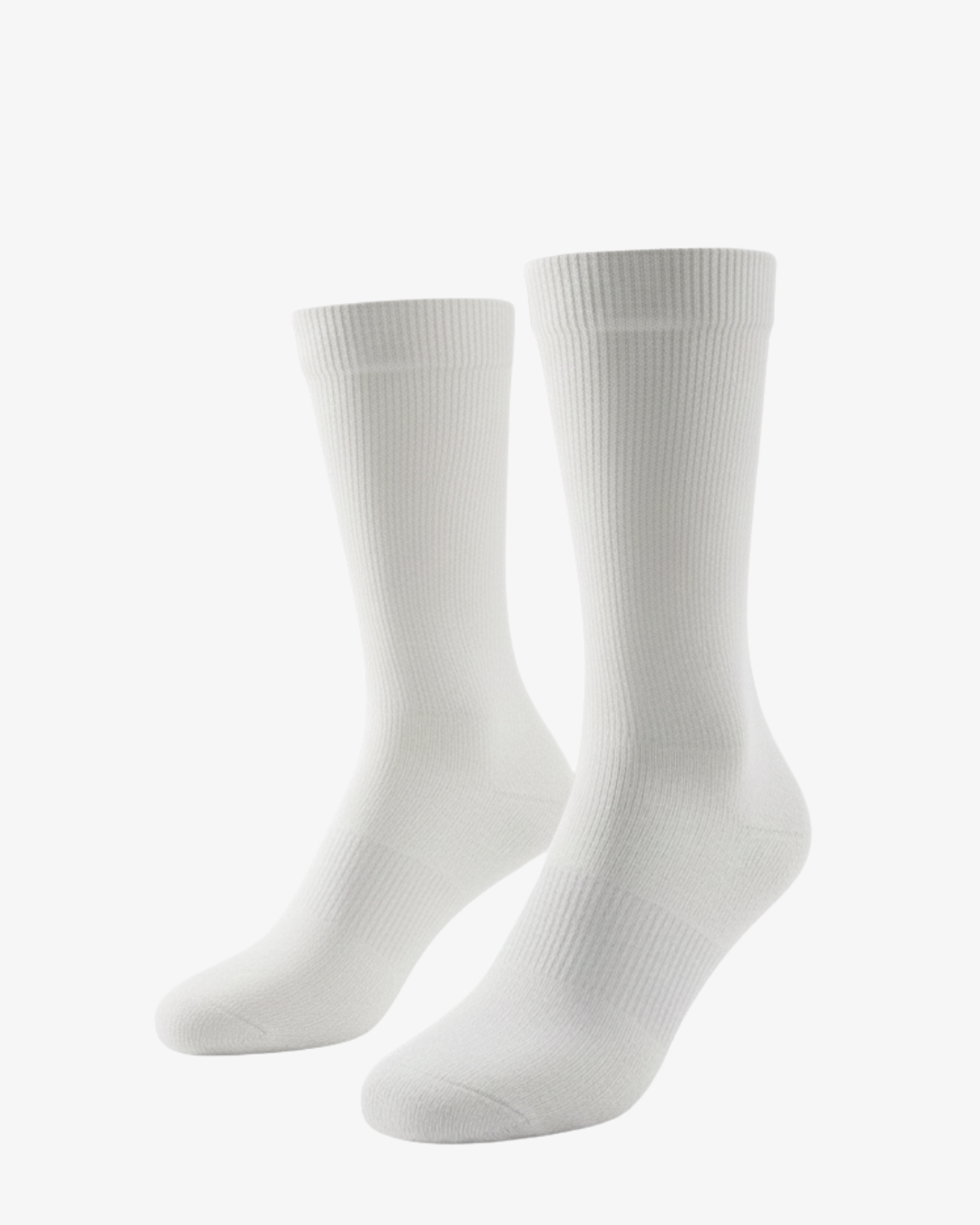 Classic Solid White Dress Socks - Ribbed Knitted Crew Socks