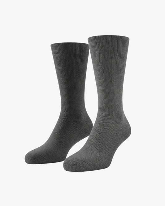 Classic Charcoal Grey Dress Socks - Ribbed Knitted Crew Socks