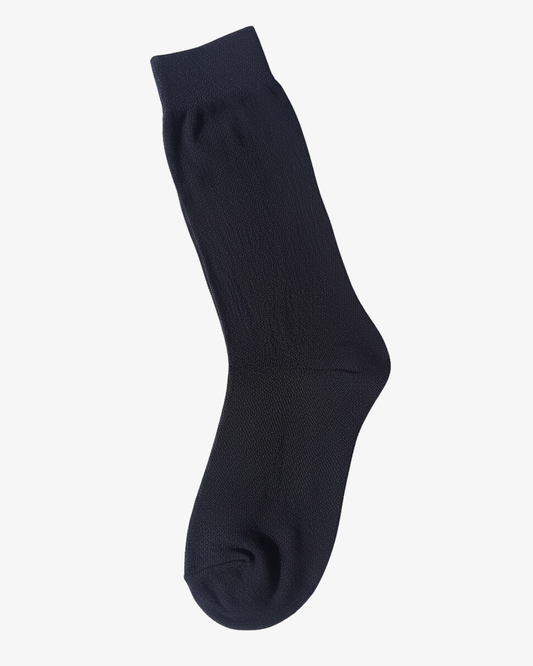 Classic Navy Blue Dress Socks - Ribbed Knitted Crew Socks