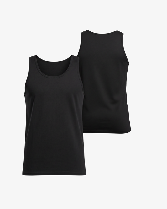 Premium Pima Combed Cotton Sleeveless Vest - Jet Black