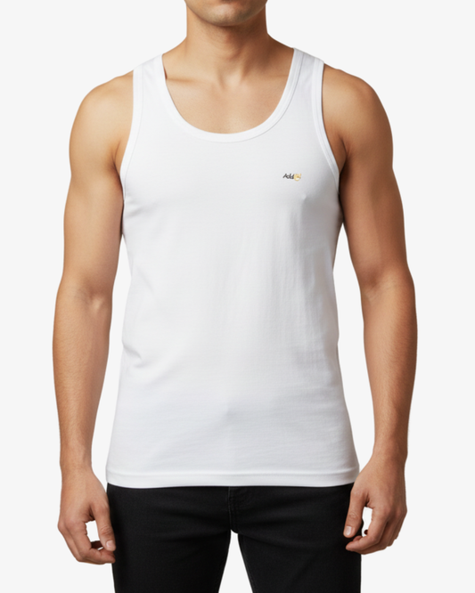 Premium Pima Combed Cotton Sleeveless Vest - Pure White