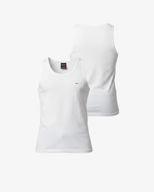 Premium Pima Combed Cotton Sleeveless Vest - Pure White