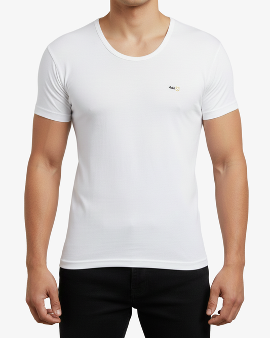 Premium Pima Combed Cotton Half Sleeve Vest - Pure White